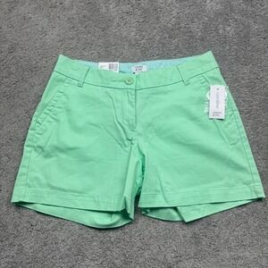 NEW Crown & Ivy Women's 4 Sea Green Flat Front Chino Shorts